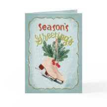 Vœux de la saison Patins à glace vintage Noël