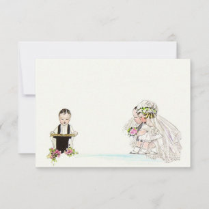 Carte Voeux de mariage vintage Mariée Marié Vierge 8,9x1