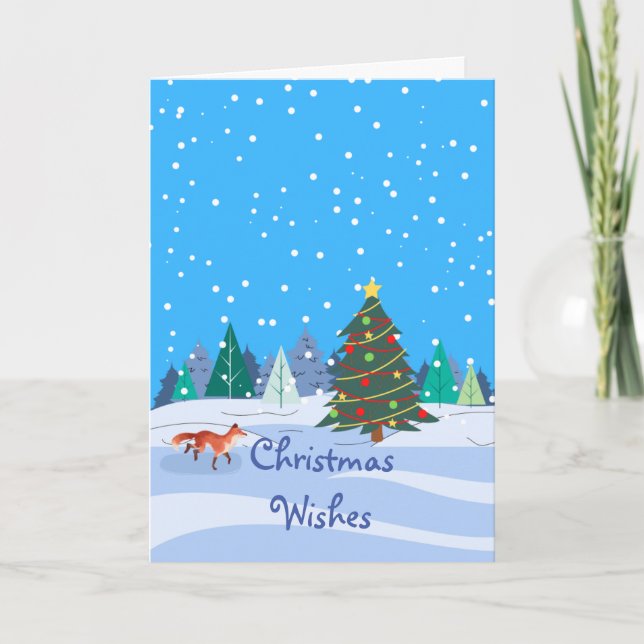 Carte Voeux de Noël avec Fox.et Arbre de Noël (Devant)