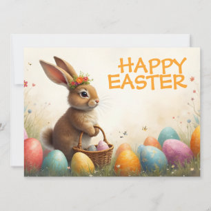Carte Vœux de printemps du lapin de Pâques