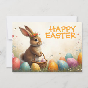 Carte Vœux de printemps du lapin de Pâques