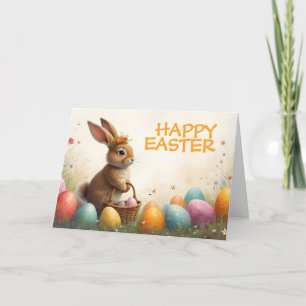 Carte Vœux de printemps du lapin de Pâques