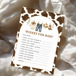 Carte Vœux d'impression de vache pour jeu de bébé Little