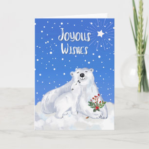 Carte Voeux joyeux avec Bébé Ours Polaire et Mère
