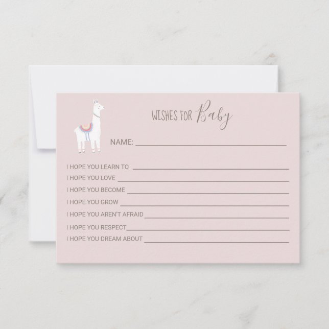 Carte Voeux pour bébé Llama Baby shower fille mignonne r (Devant)