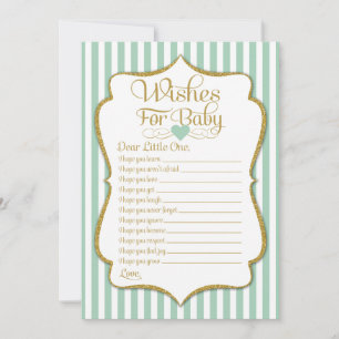 Carte Voeux Pour Bébé Mint Green Baby shower Jeu