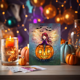 Carte Voici les Chauves-Souris Mignonne Fée d'Halloween