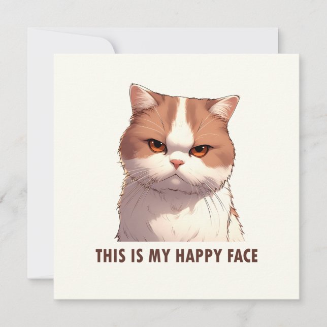 Carte Voici mon joyeux chat Moody Face (Devant)