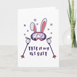 Carte Voici mon Ski Suit Ski Rabbit avec des bâtons de s