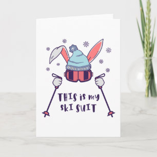 Carte Voici mon Ski Suit Ski Rabbit avec des bâtons de s