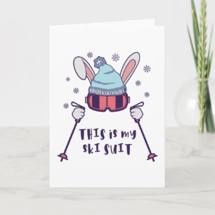 Carte Voici mon Ski Suit Ski Rabbit avec des bâtons de s