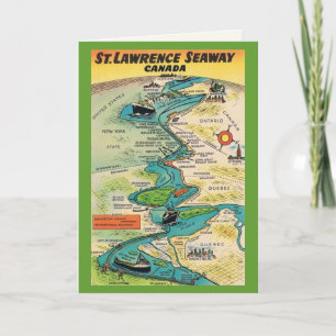 Carte Voie maritime vintage du Saint-Laurent