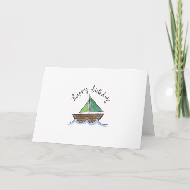 Carte Voilier aquarelle (Devant)