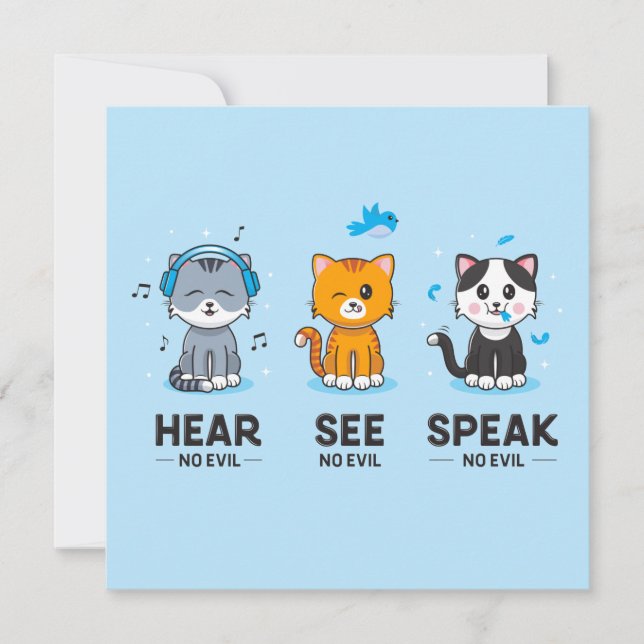 Carte Voir Speak No Evil Cats Card (5.25x5.25) (Devant)