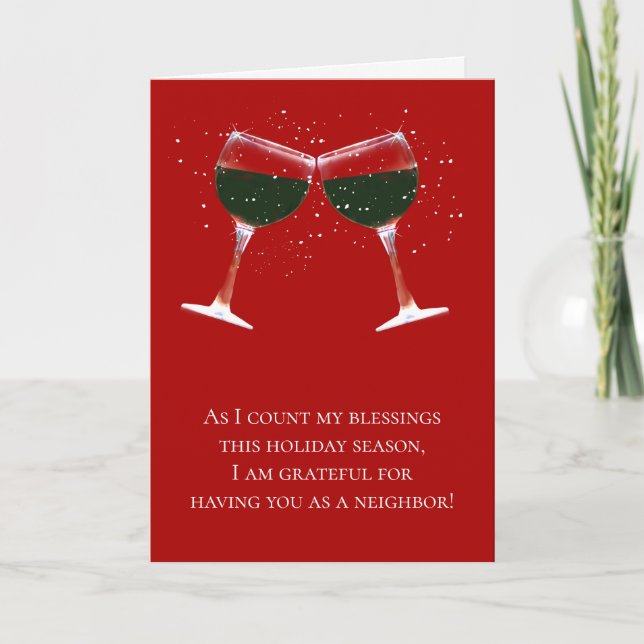 Carte Voisin Noël Vacances drôle Vin (Devant)