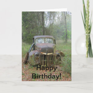 Carte Voiture ancienne de joyeux anniversaire