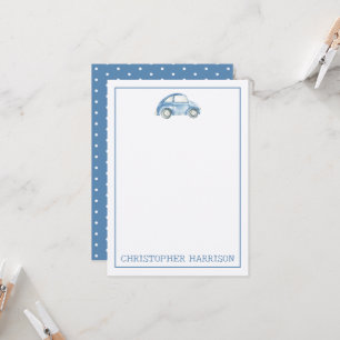 Carte Voiture Buggy Buggy Vintage Blue Watercolor