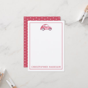 Carte Voiture Buggy Vintage Red Watercolor