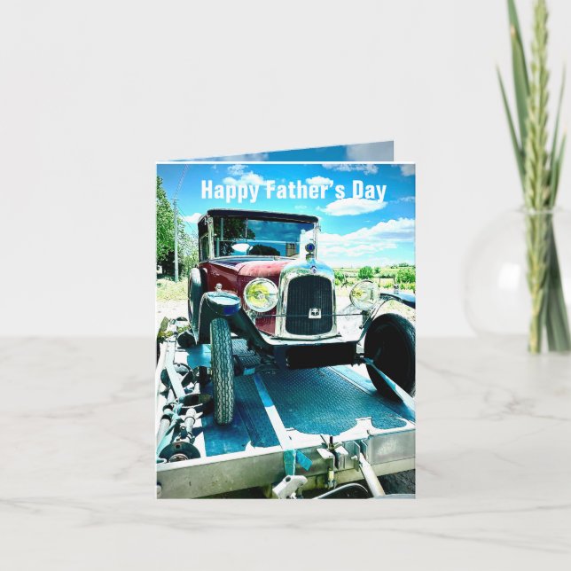 Carte Voiture Citroen sur remorque en France Fête des Pè (Devant)