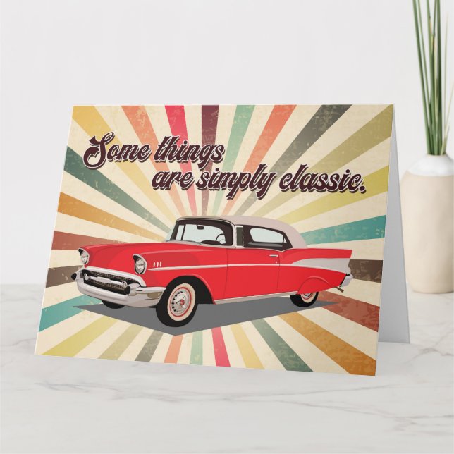 Carte Voiture Classique Rétro Joyeux voeux d'anniversair (Devant)