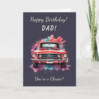 Carte Voiture classique Rouge Muscle voiture Anniversair