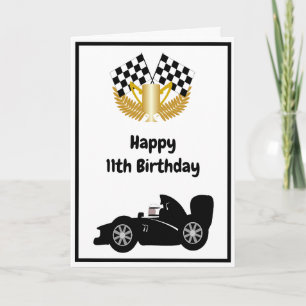 Carte Voiture de course noire personnalisée 11e annivers