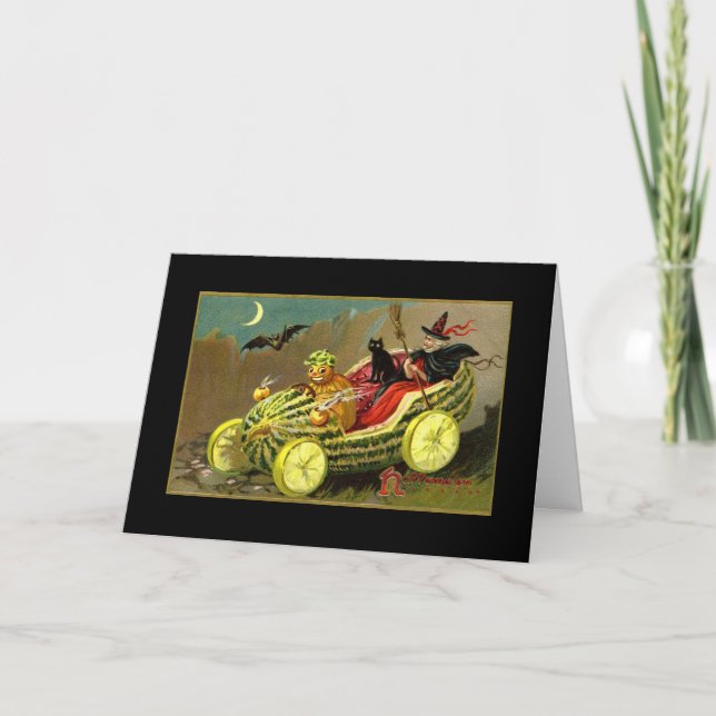Carte Voiture de pastèque Halloween Witch (Devant)