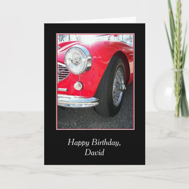 Carte Voiture de sport d'anniversaire avec nom (Devant)