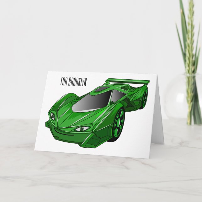 Carte Voiture de sport verte avec illustration airfos (Devant)