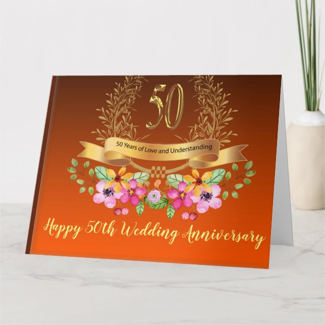Carte Voiture de voeux du 50e anniversaire du Mariage (Devant)