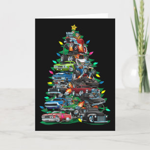 Carte Voiture Folie arbre de Noël! Voitures Musculaires