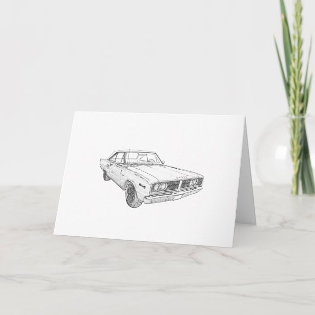 Carte Voiture musculaire Dodge Coronet Black and White 1 (Devant)