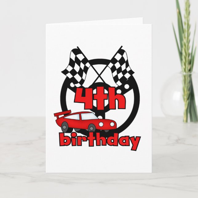Carte Voiture Racing 4e Anniversaire Tshirts et cadeaux (Devant)