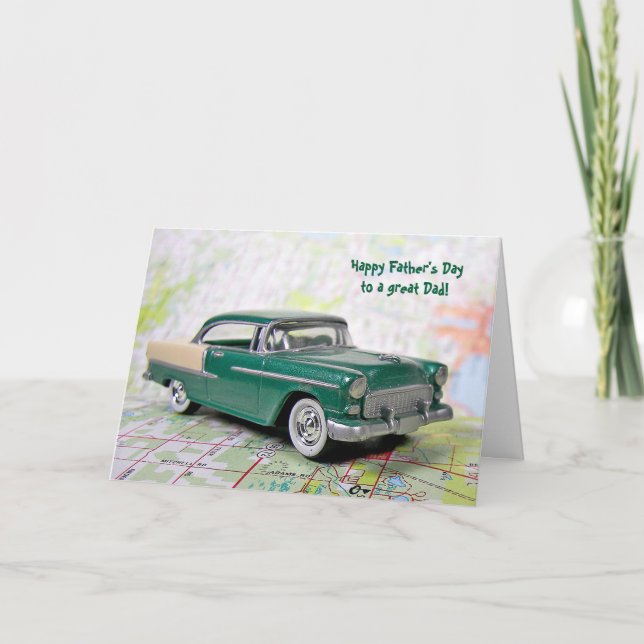 Carte Voiture Rétro Fête des Pères (Devant)