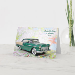 Carte Voiture rétro pour l'anniversaire de papa