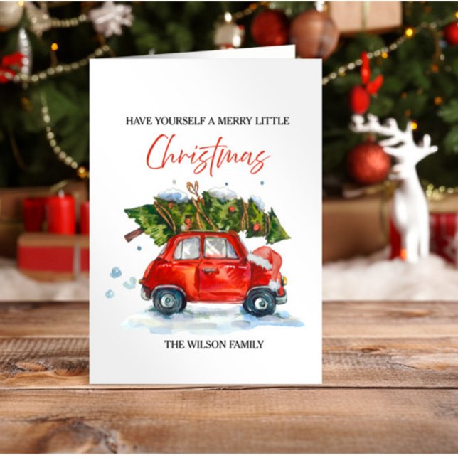 Carte Voiture rouge de Noël et arbre (Créateur téléchargé)
