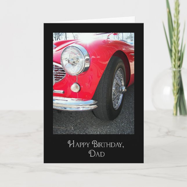 Carte Voiture sport vintage rouge-anniversaire de papa (Devant)