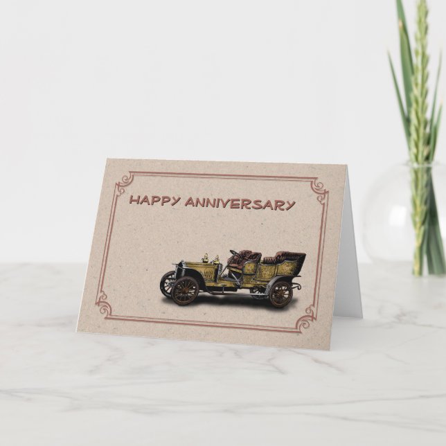 Carte Voiture Vintage Joyeuse Anniversaire (Devant)