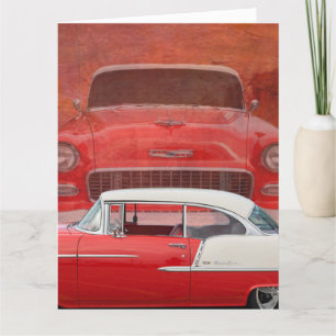 Carte Voitures classiques Chevy Bel Air Dodge Rouge Blan