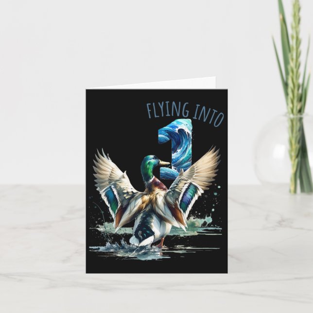 Carte Vol en 1 Chasse au canard 1er anniversaire fête 1  (Devant)