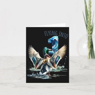 Carte Vol en 1 Chasse au canard 1er anniversaire fête 1 