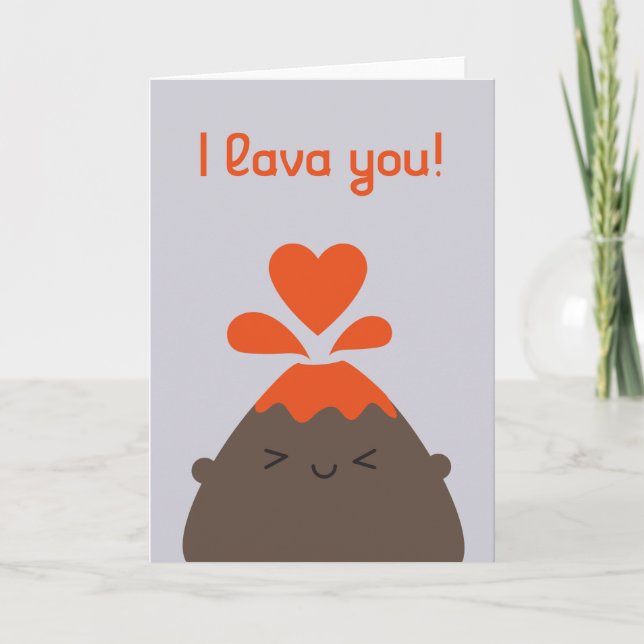 Carte Volcan I Lava You Kawaii (Devant)