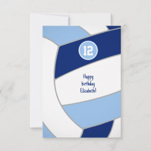 Carte volley-ball bleu blanc anniversaire ou félicitatio