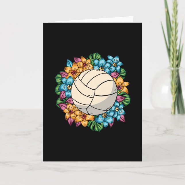 CARTE VOLLEYBALL FLORAL (Devant)