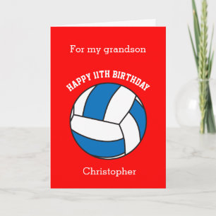 Carte Volleyball Rouge 11e Anniversaire