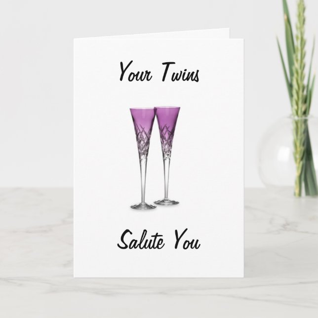 CARTE "VOS JUMEAUX" VOUS SALUENT À VOTRE ANNIVERSAIRE (Devant)