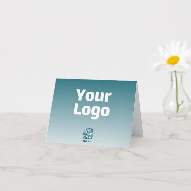 Carte Votre logo avec code QR modifiable et Ombre de dég (Petite plante)