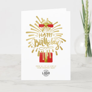 Carte Votre logo Red Gift Gold Fireworks Group Anniversa