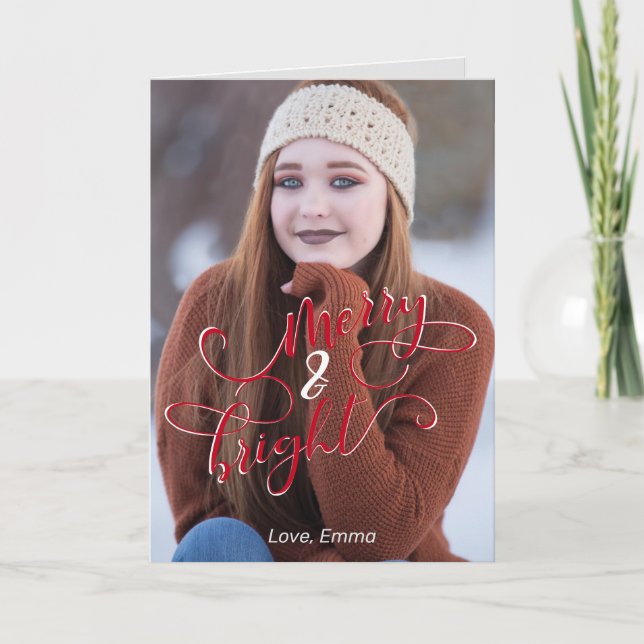Carte Votre photo Merry and Bright (Devant)