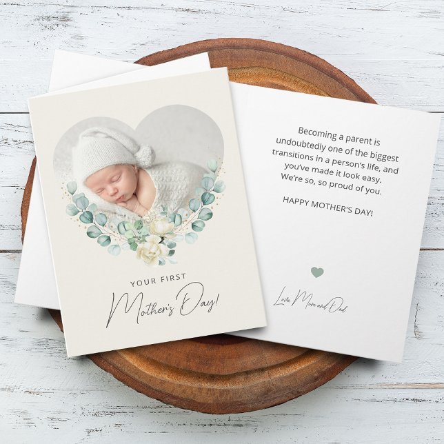 Carte Votre première photo florale Fête des mères (Your First Floral Photo Mother's Day)